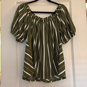 Anthropologie Green Stripe Top